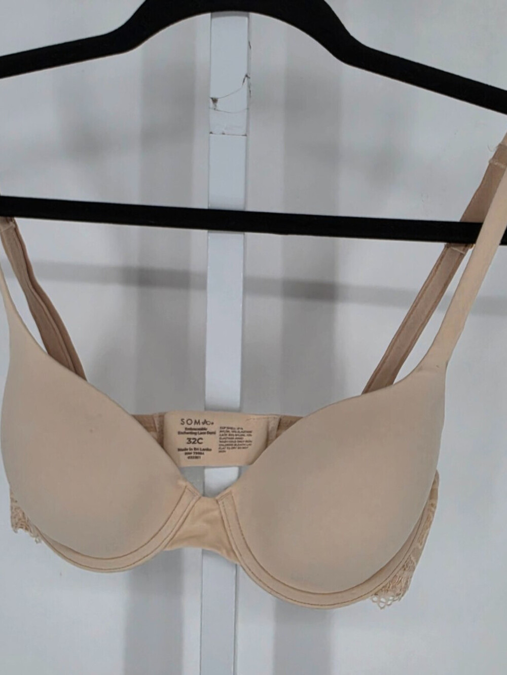 Soma Womens Sz 32C Embraceable Enchanting Lace Demi Bra Solid Beige